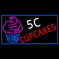 5c Cupcakes Neon With Blue Border Sign Neon Skilt