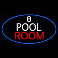 8 Pool Room Oval With Blue Border Neon Skilt