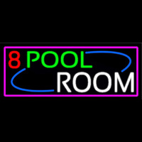 8 Pool Room With Pink Border Neon Skilt
