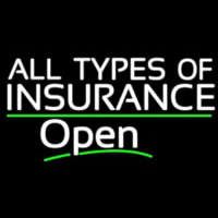 All Types Of Insurance Open Neon Skilt