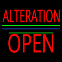 Alteration Block Open Green Line Neon Skilt