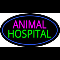 Animal Hospital Blue Oval Neon Skilt