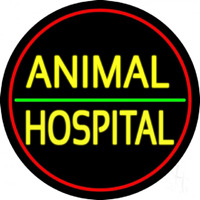 Animal Hospital Red Circle Neon Skilt