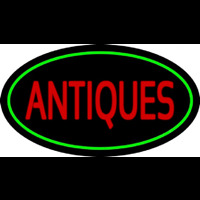 Antiques Green Oval Neon Skilt