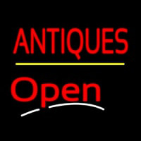 Antiques Open Yellow Line Neon Skilt