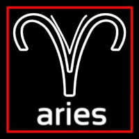 Aries Zodiac Red Border Neon Skilt