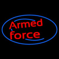 Armed Forces With Blue Round Neon Skilt