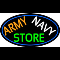 Army Navy Store With Blue Border Neon Skilt