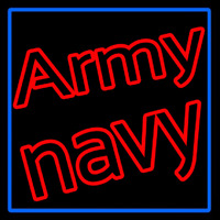 Army Navy With Blue Border Neon Skilt