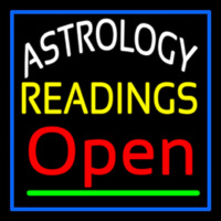 Astrology Readings Open And Blue Border Neon Skilt