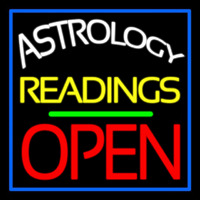 Astrology Readings Open And Green Line Neon Skilt