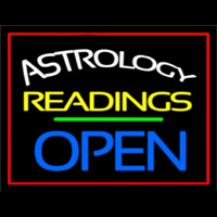 Astrology Readings Open Red Border Neon Skilt