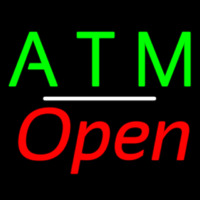 Atm Open White Line Neon Skilt