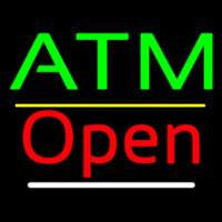 Atm Open Yellow Line Neon Skilt