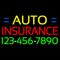 Auto Insurance With Phone Number Neon Skilt