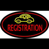 Auto Registration Oval Red Neon Skilt