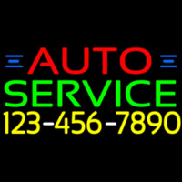 Auto Service With Phone Number Neon Skilt