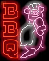 BBQ Pig Chef Neon Skilt