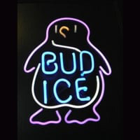 BUD ICE Budweiser Penguin Beer Bar Neon Skilt