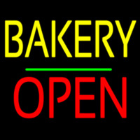 Bakery Block Open Green Line Neon Skilt