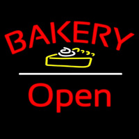 Bakery Logo Open White Line Neon Skilt