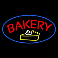 Bakery Logo Oval Blue Neon Skilt