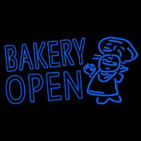 Bakery Open With Man Neon Skilt