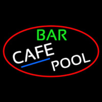 Bar Cafe Pool Oval With Red Border Neon Skilt