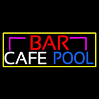 Bar Cafe Pool With Yellow Border Neon Skilt