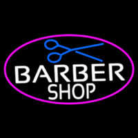 Barber Shop And Scissor With Pink Border Neon Skilt