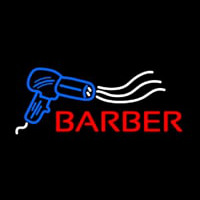Barber With Dryer Logo Neon Skilt