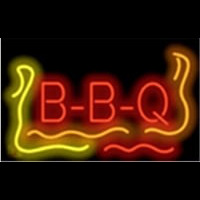 Bbq Flame Barbeque Restaurant Neon Skilt