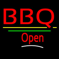 Bbq Open Yellow Line Neon Skilt