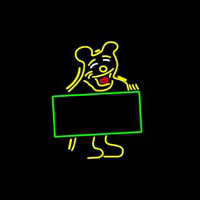 Bear With Sign Board Neon Skilt