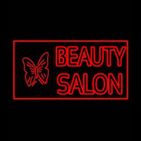 Beauty Salon With Butterfly Log Neon Skilt