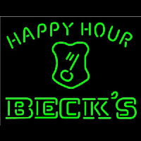 Beck Key Logo Happy Hour Beer Neon Skilt