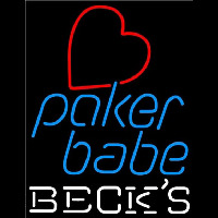 Becks Poker Girl Heart Babe Beer Sign Neon Skilt