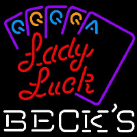 Becks Poker Lady Luck Series Beer Sign Neon Skilt