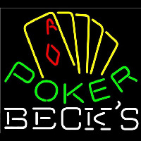 Becks Poker Yellow Beer Sign Neon Skilt