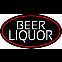 Beer Liquor Oval With Red Border Neon Skilt