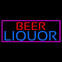 Beer Liquor With Pink Border Neon Skilt