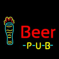 Beer Pub With Glass Neon Skilt