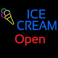 Block Ice Cream Red Open Neon Skilt