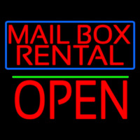 Block Mail Bo  Rental Blue Border With Open 1 Neon Skilt
