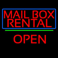 Block Mail Bo  Rental Blue Border With Open 3 Neon Skilt
