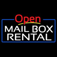 Block Mail Bo  Rental Blue Border With Open 4 Neon Skilt