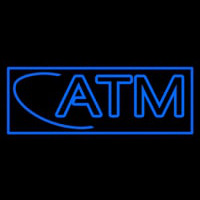 Blue Atm With Border Neon Skilt