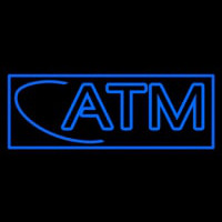 Blue Atm With Border Neon Skilt