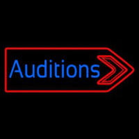 Blue Auditions With Arrow Neon Skilt