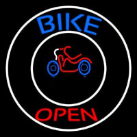 Blue Bike Open With Border Neon Skilt